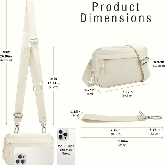 Quilted Nylon Wristlet Wallet Crossbody RFID Blocking Bag with Multiple Pockets - Picture 5 of 9